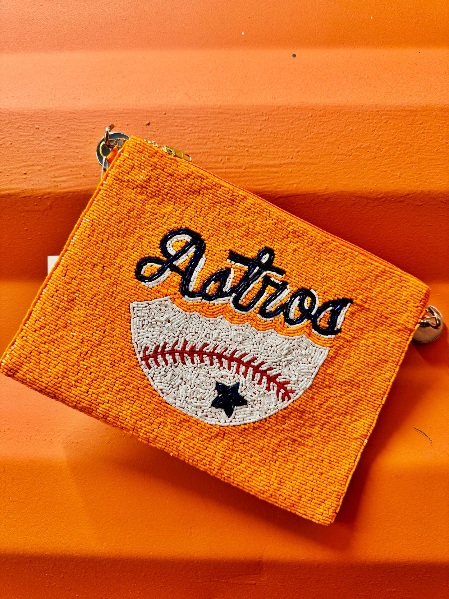 astros cursive beaded bag