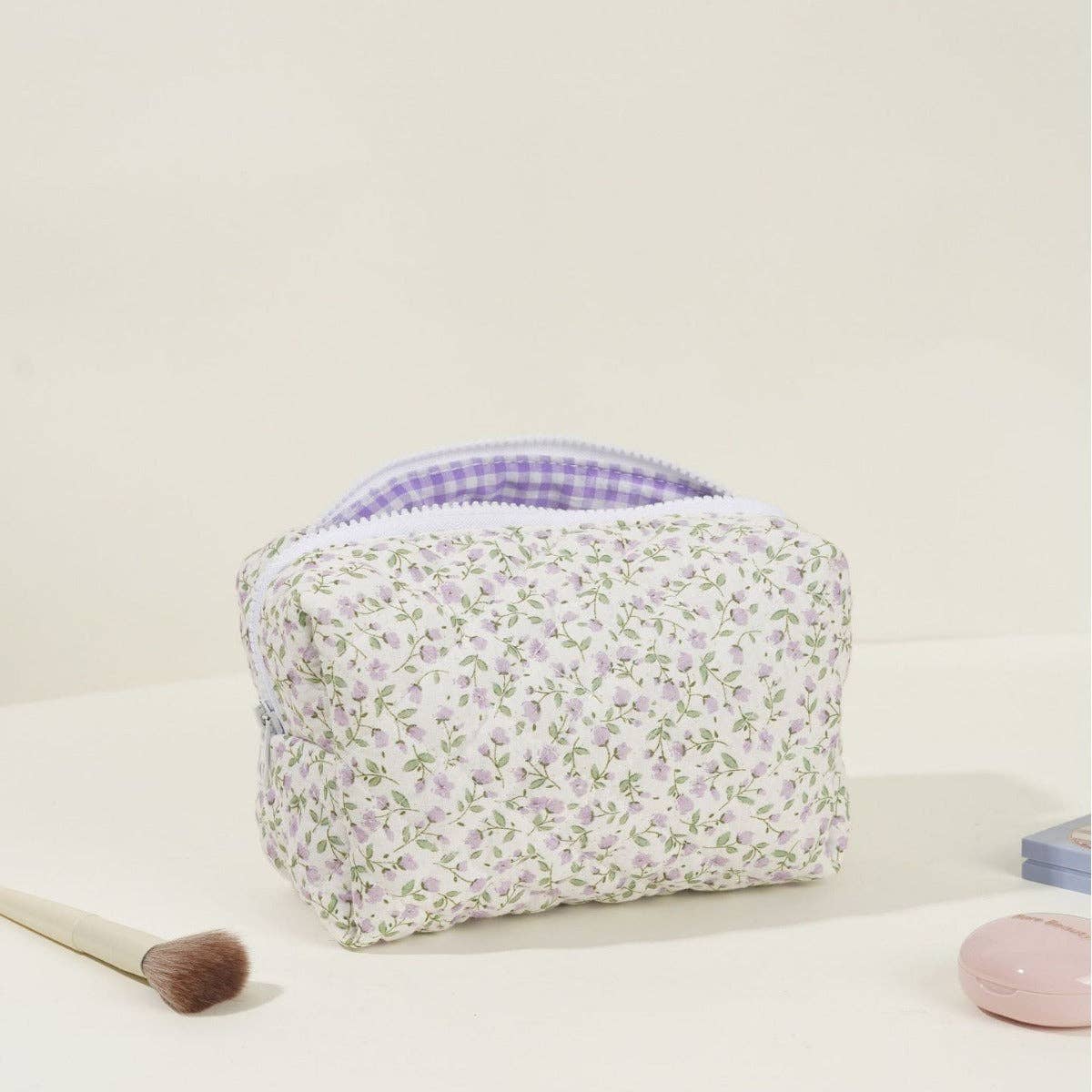 Floral Quilted makeup bag