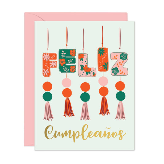 Feliz Cumpleaños | Mexican Ornaments Gold Foil Card