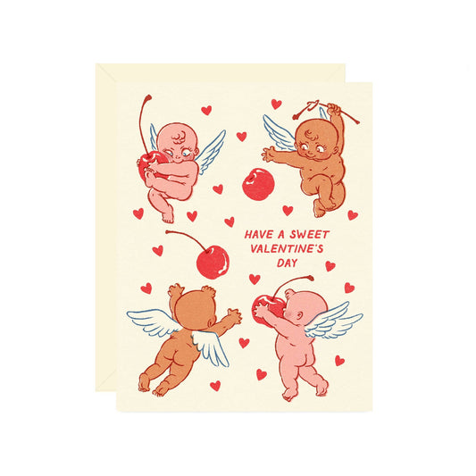 Sweet Valentine Cherubs Greeting Card