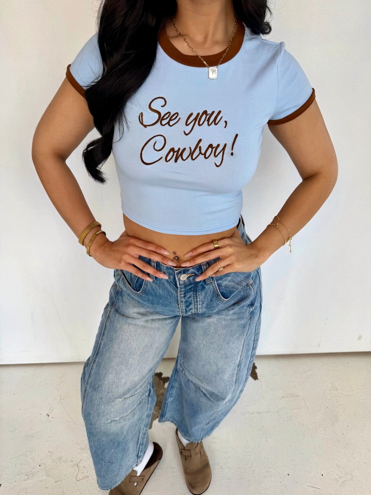 Blue see you cowboy tee