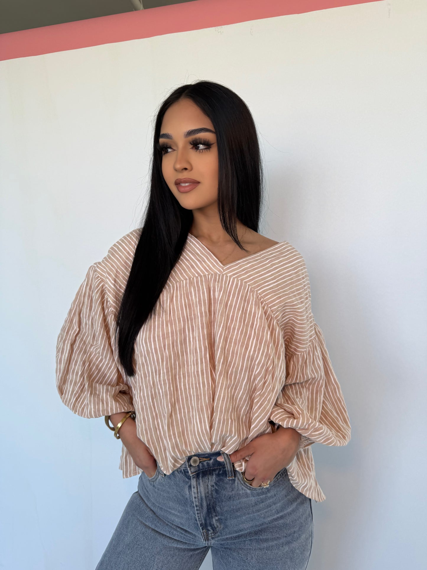 Andrea stripe ballon top