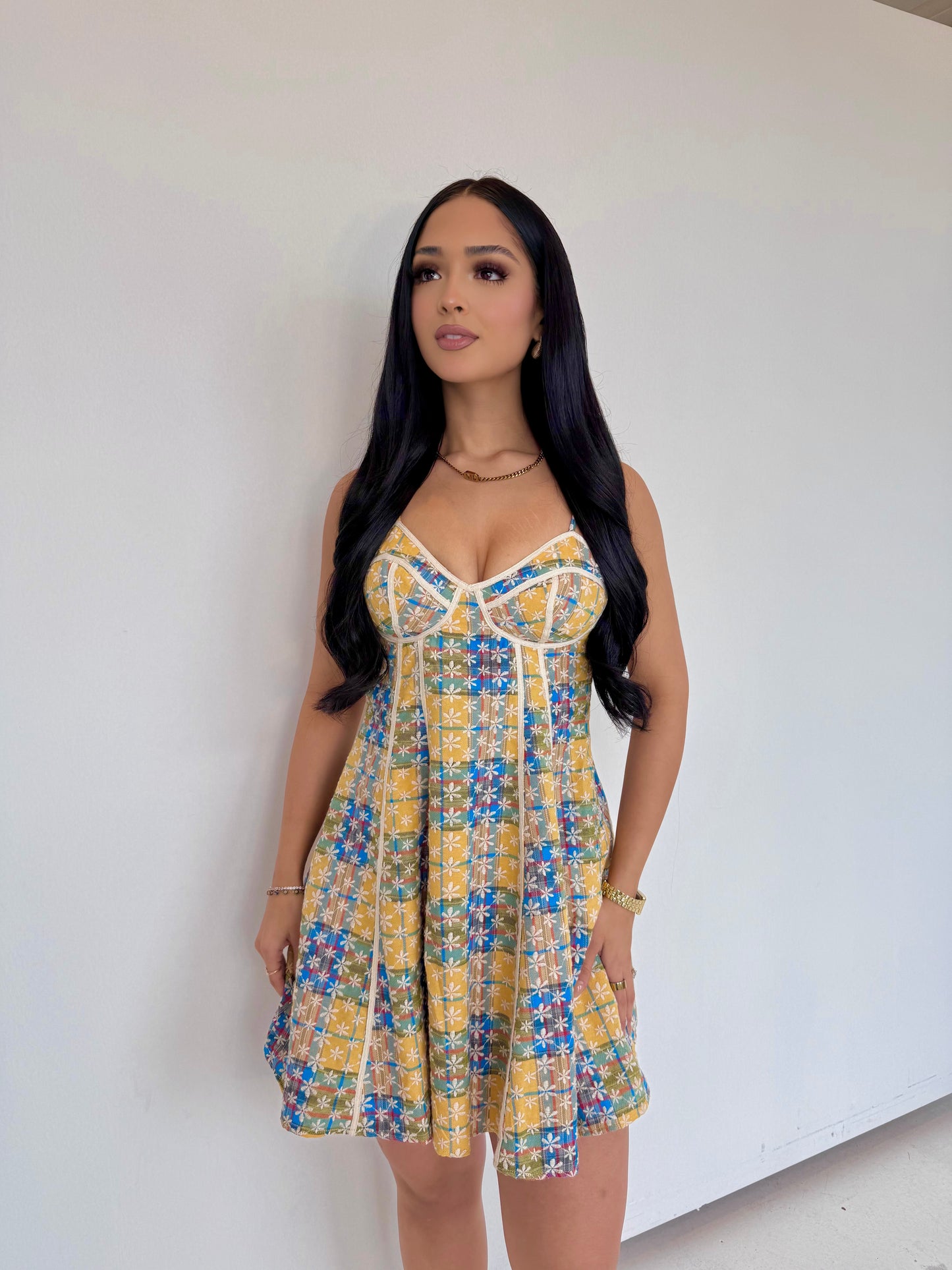 Multi embroidered mini dress