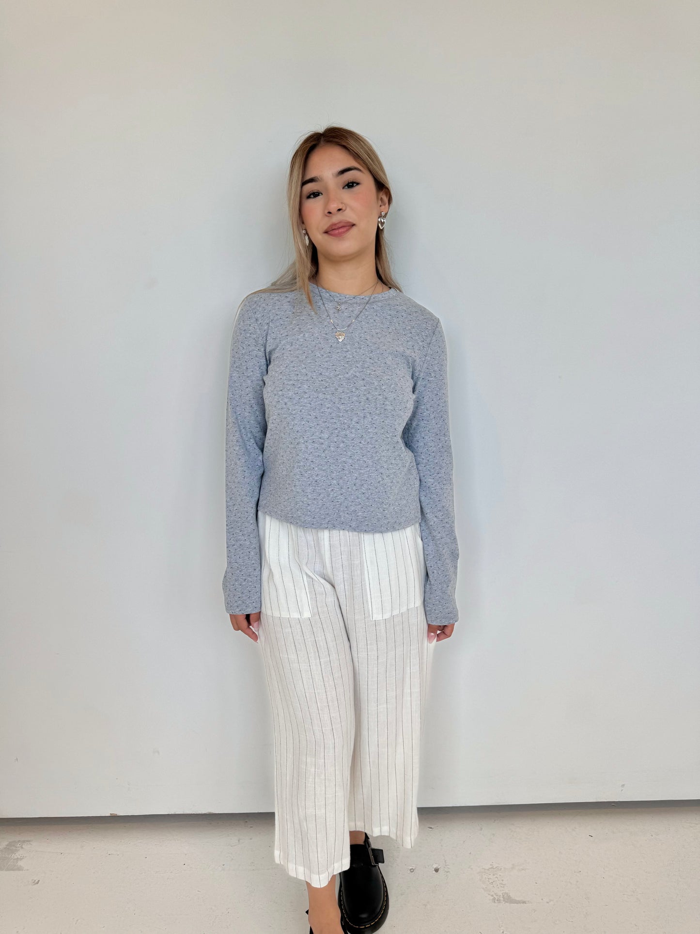 lena stripe linen cropped pants