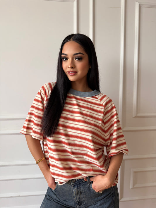Anna brick stripe tee