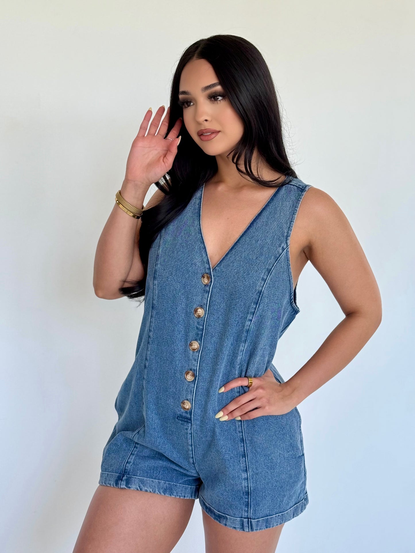 Denim sleeveless romper