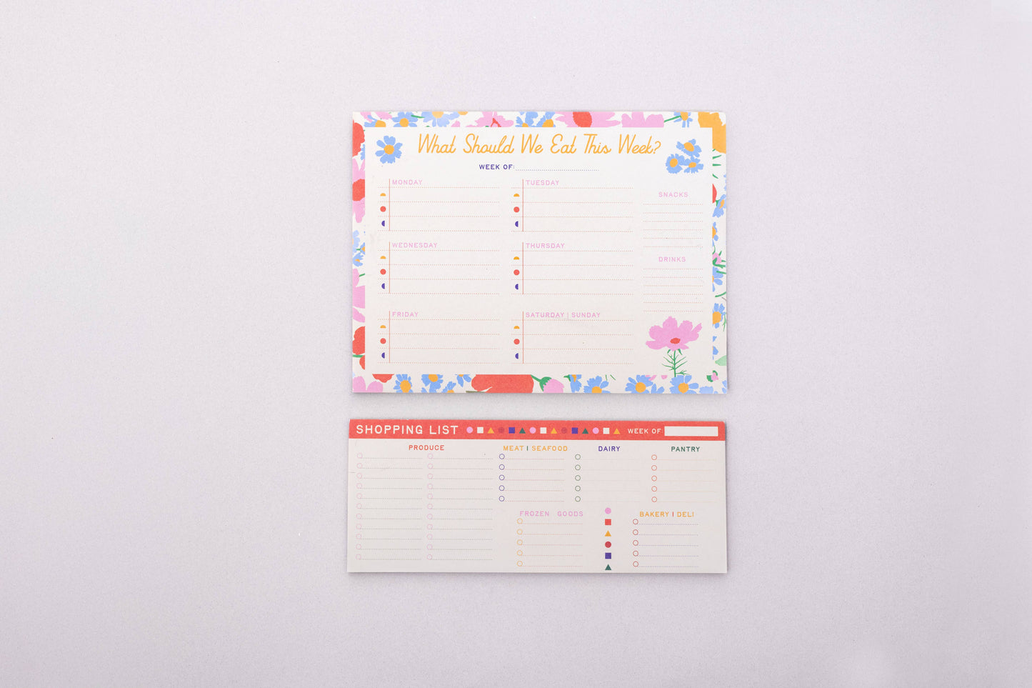 Meal Planner and Shopping List Set, Floral