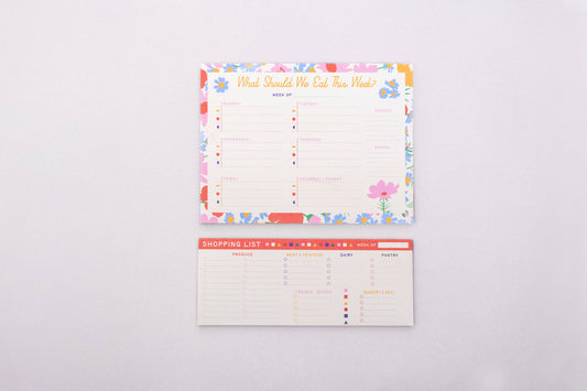 Meal Planner and Shopping List Set, Floral