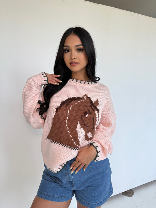 See you cowboy sweater - pink