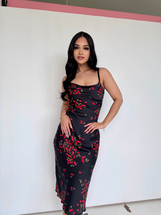 Cherry date maxi dress