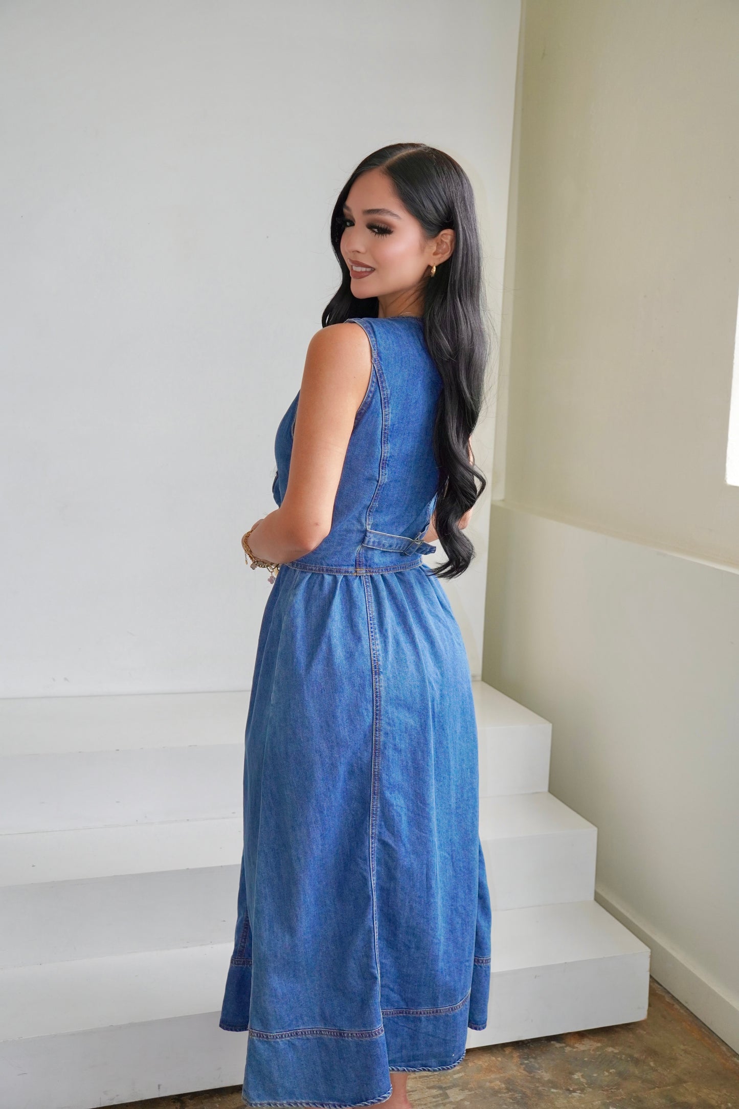Denim vest maxi dress