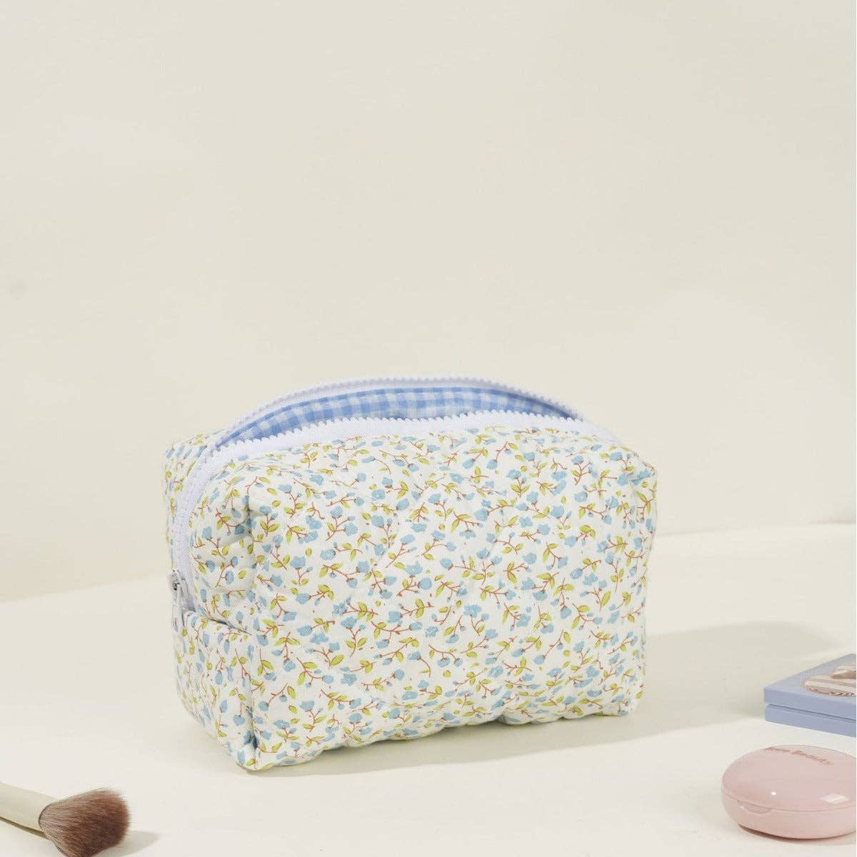 Floral Quilted makeup bag