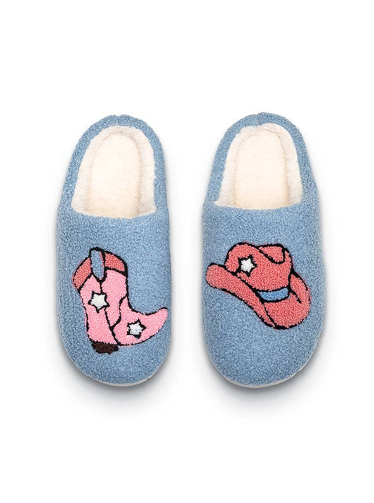 Western Cowgirl Blue slippers
