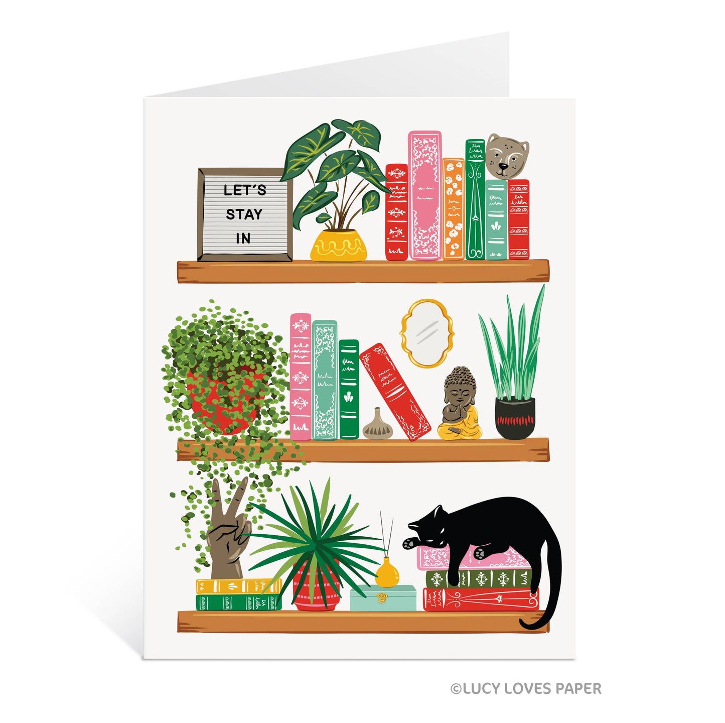 Cat's Bookshelf | Everyday Card for Plants & Book Lovers