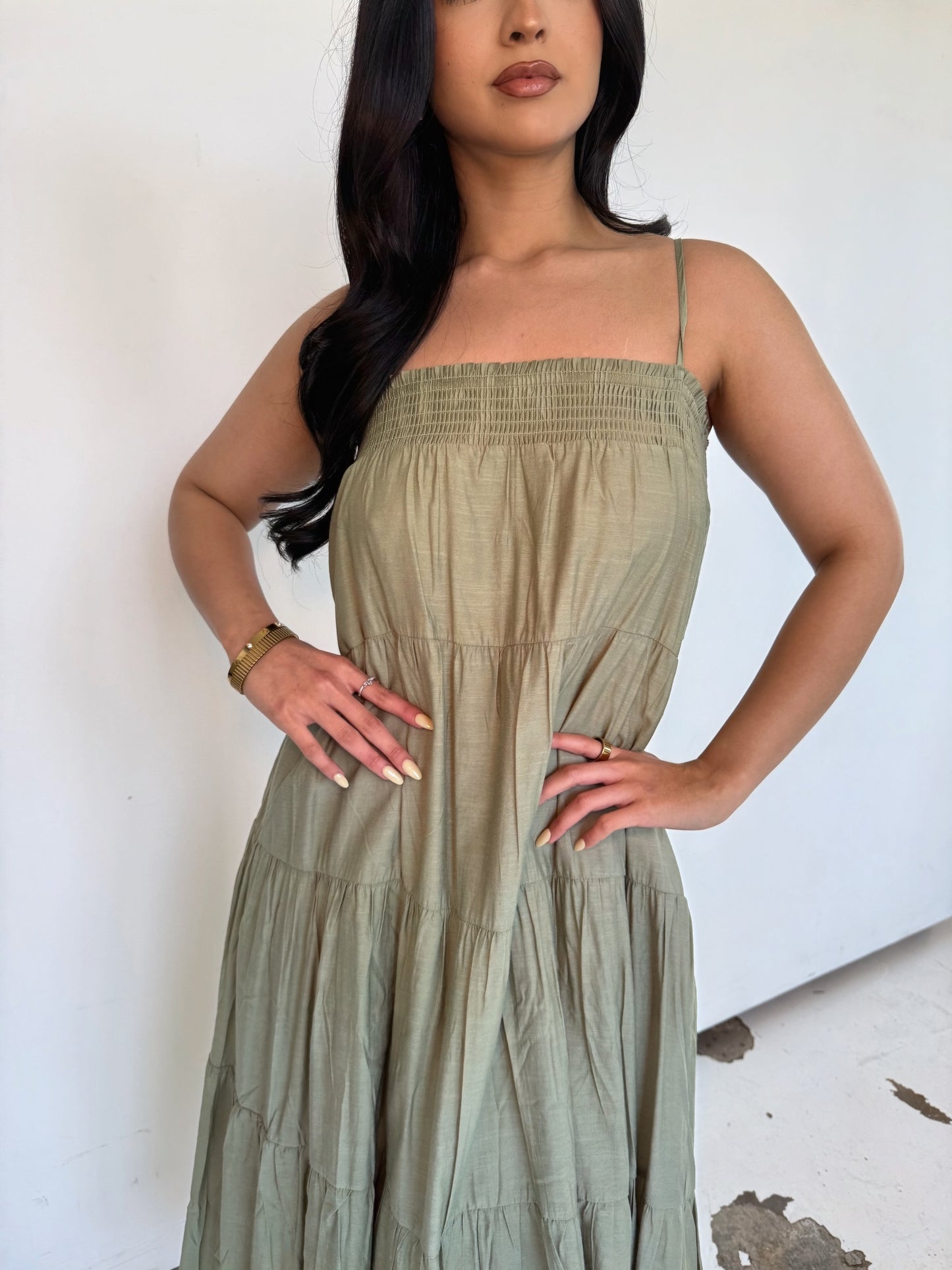 ayleen olive maxi dress