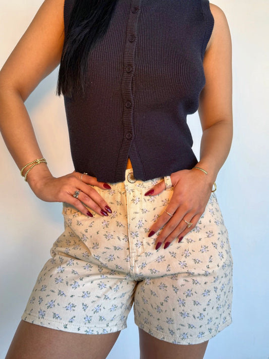 Texas flower denim shorts