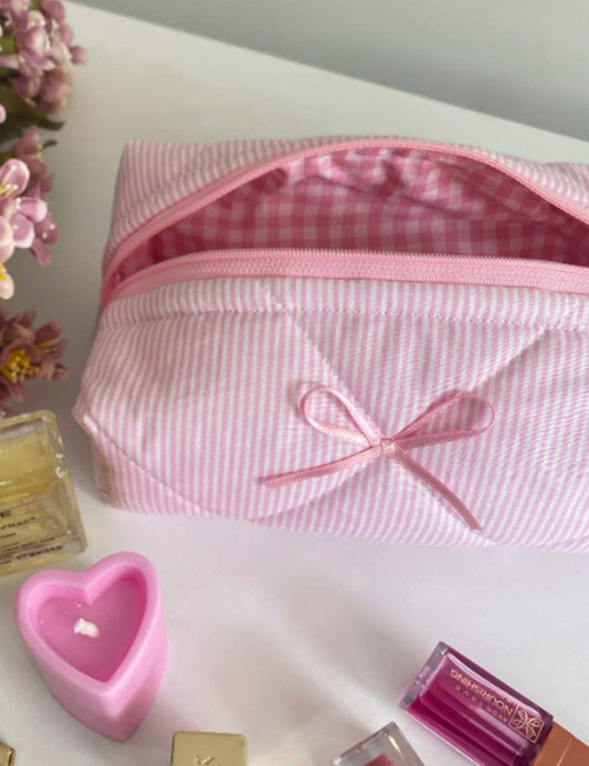 Pink Bow makeup bag