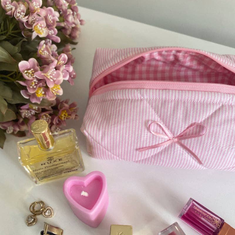 Pink Bow makeup bag