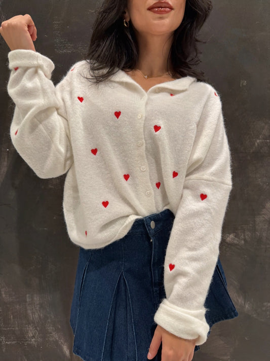 Real love heart white Cardigan