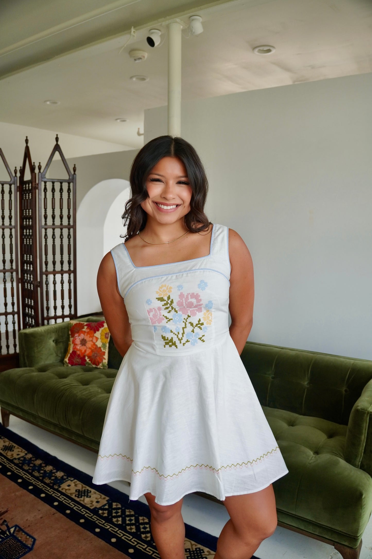 Esme cross stitch mini dress