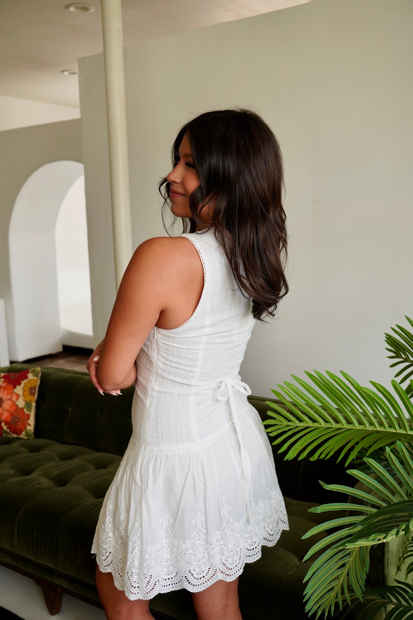 francis sleeveless eyelet mini dress