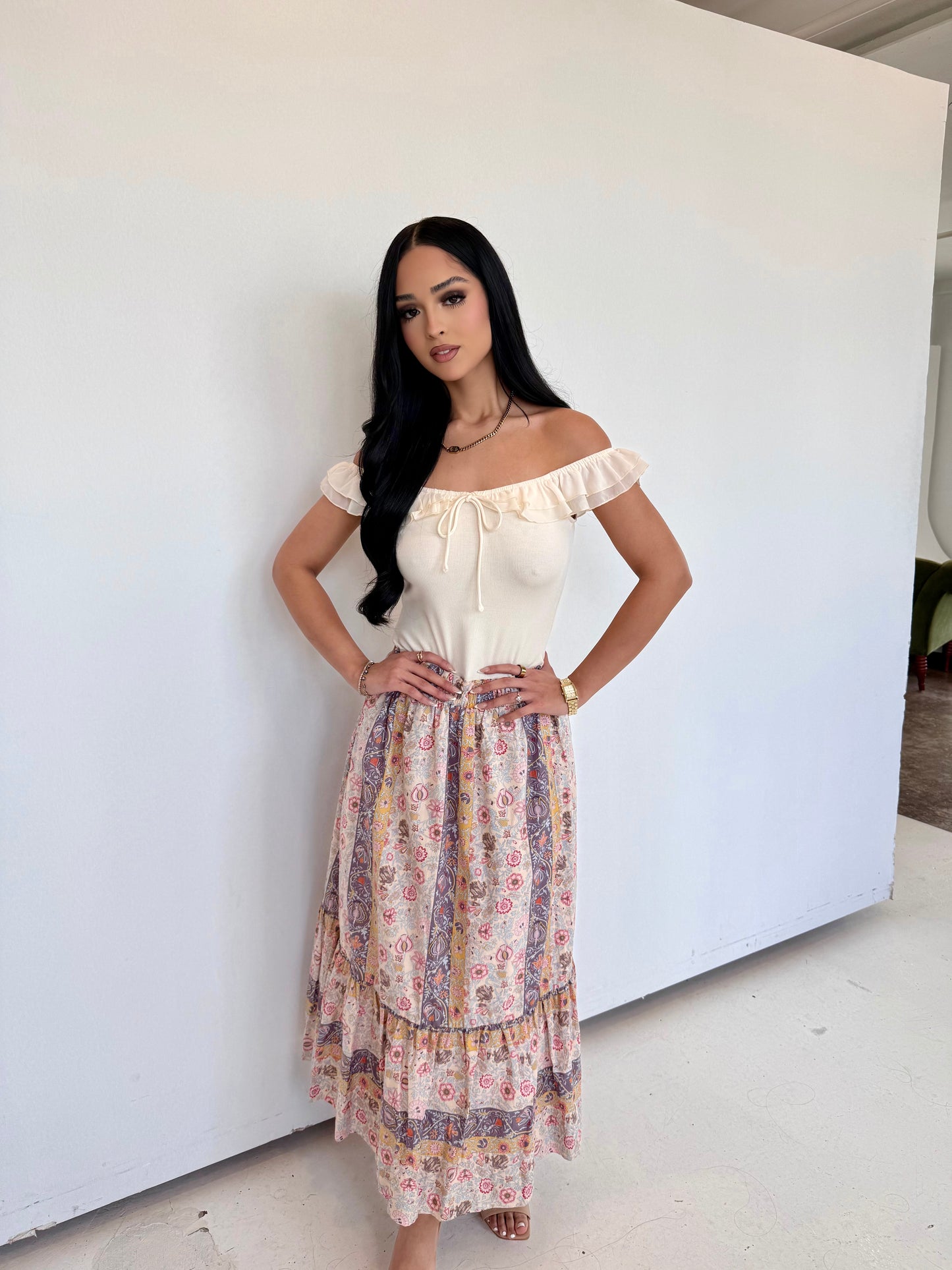 Paisley midi skirt