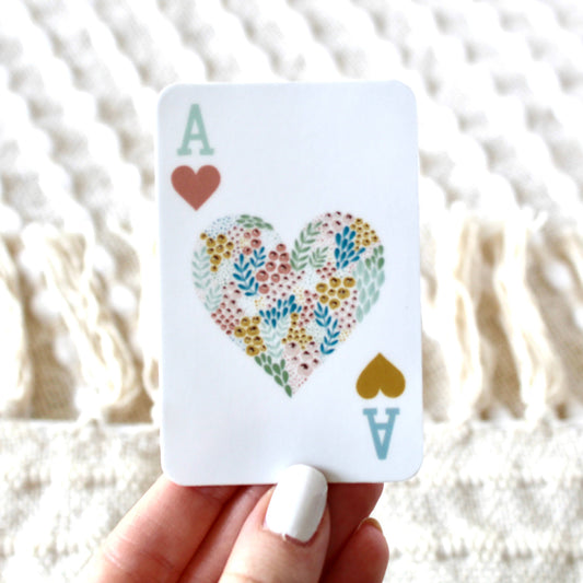 Ace of Hearts Sticker, 3.25x2.25in
