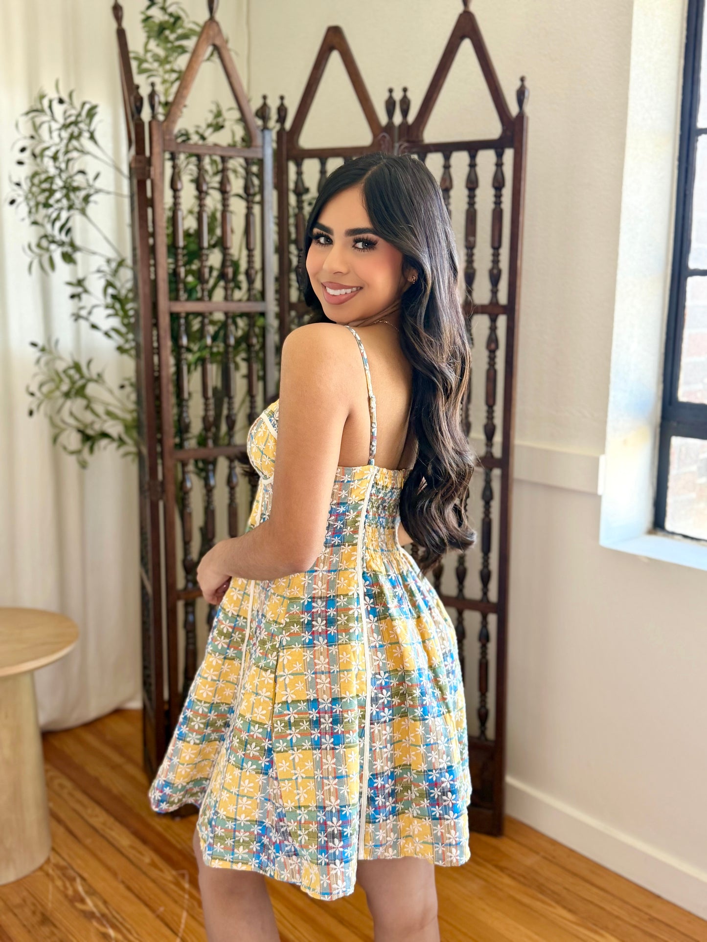 Multi embroidered mini dress