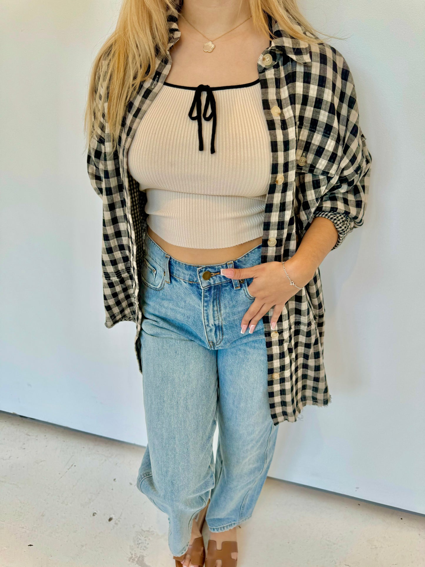 Barrel denim pants
