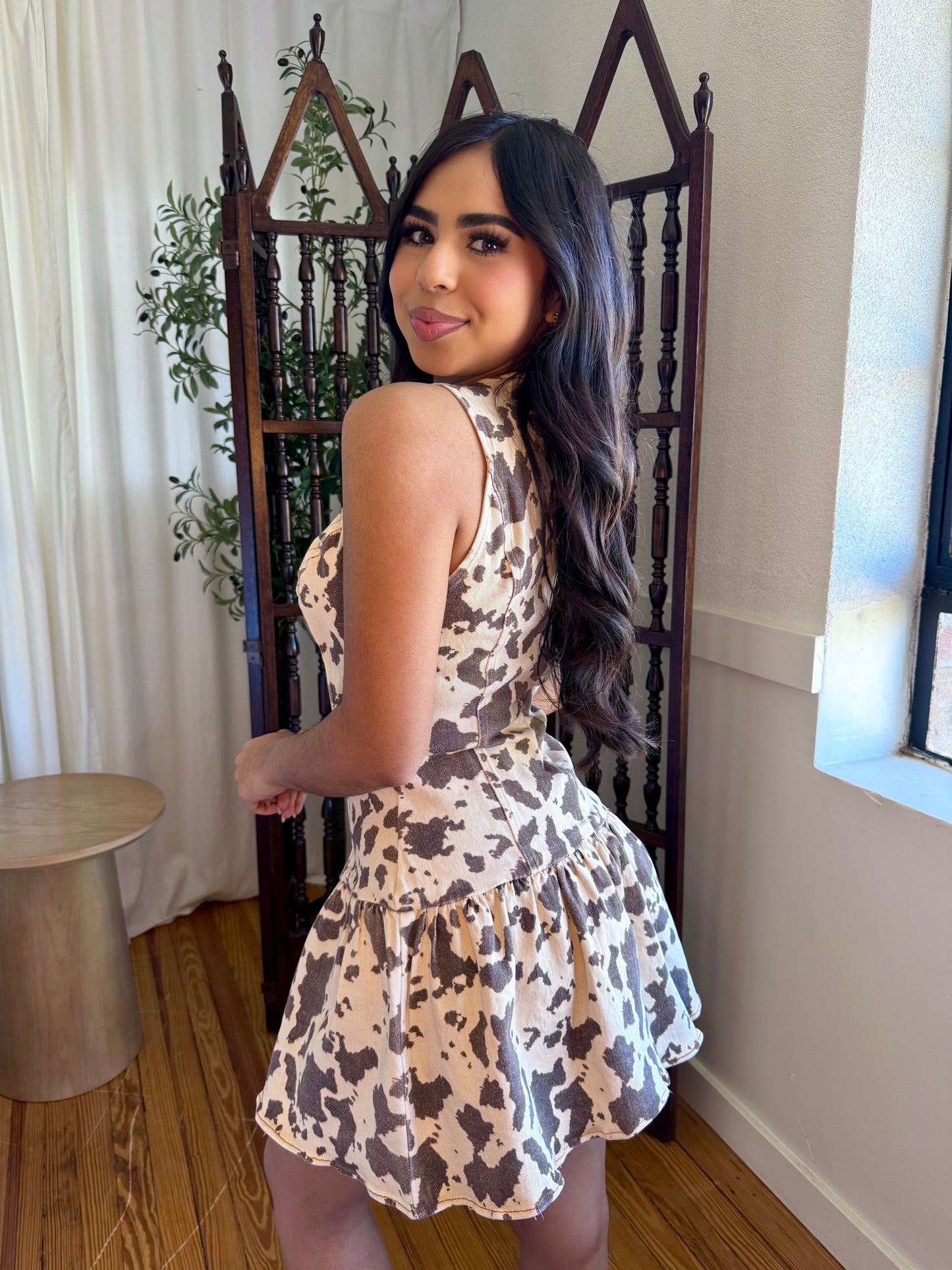 Animal print low waist dress