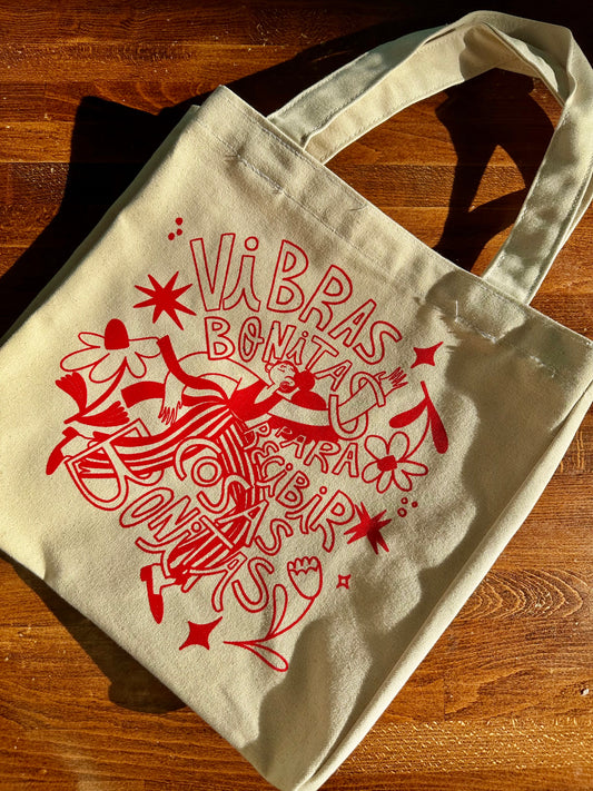vibras bonitas tote bag