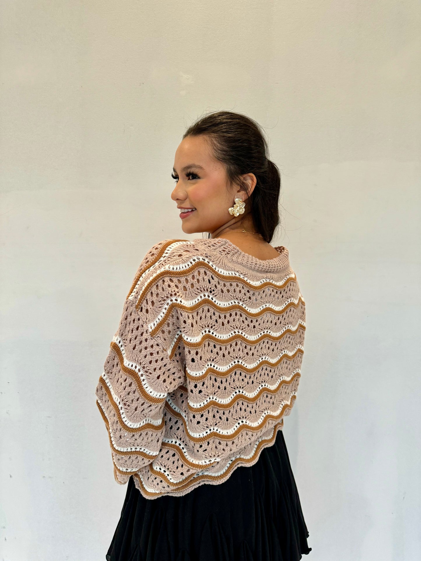 brown butter crochet sweater