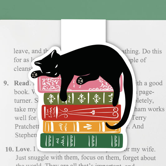 Magnetic Bookmark | Cat & Books