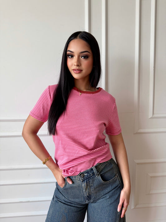 Victorie pink stripe top