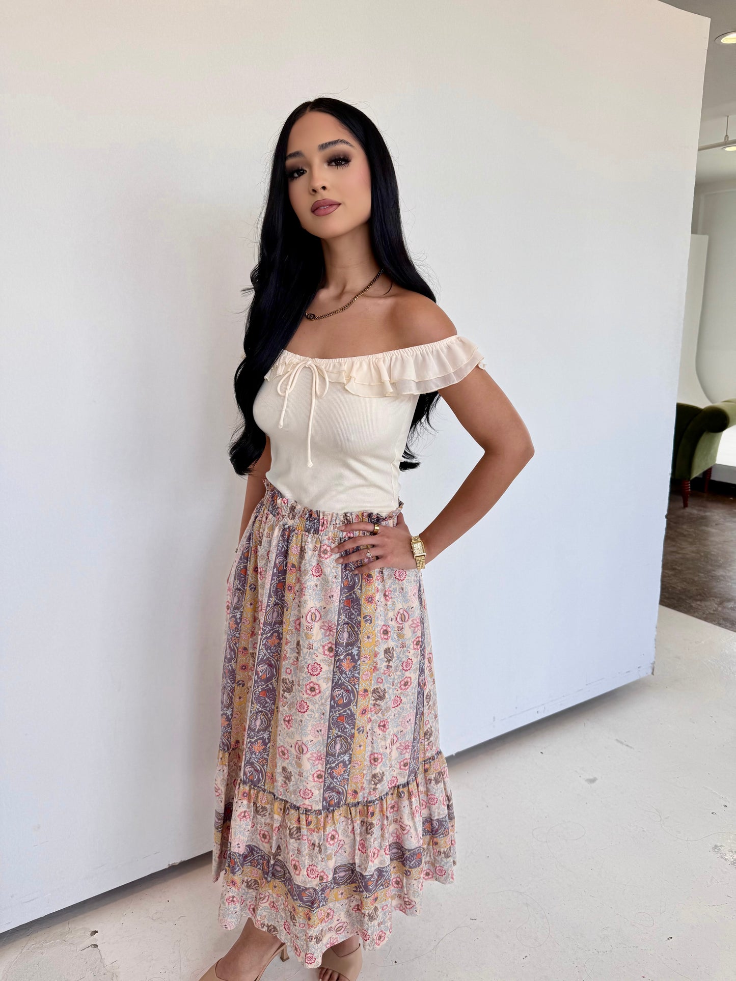 Paisley midi skirt