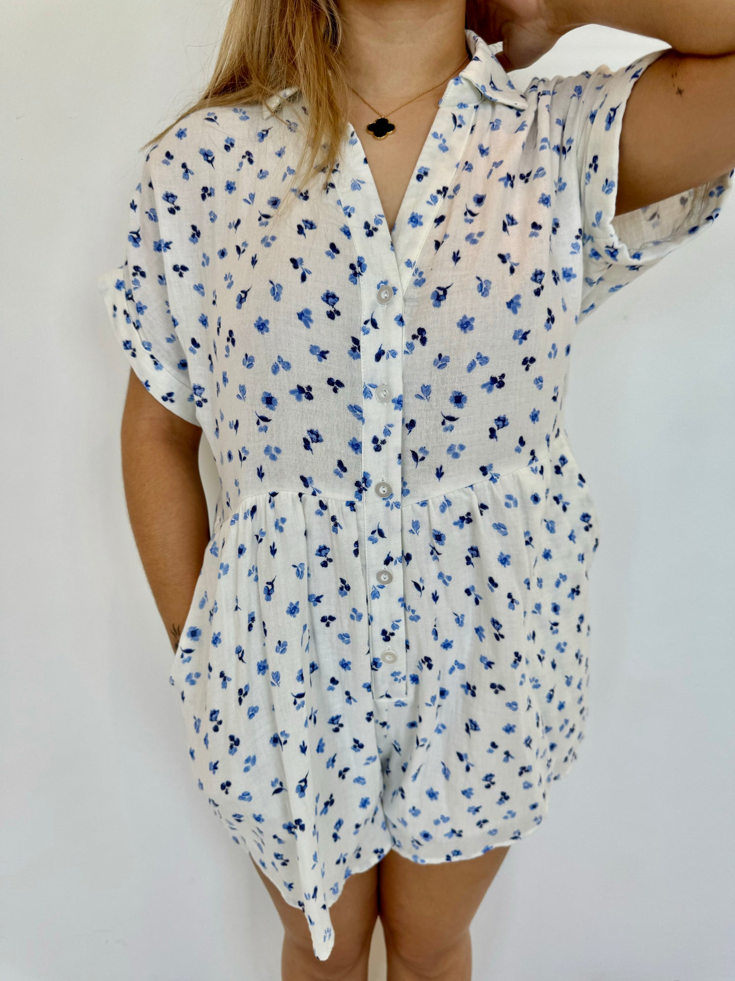 blue bonnet romper