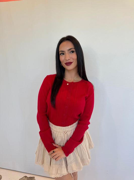 Ruby red cardigan