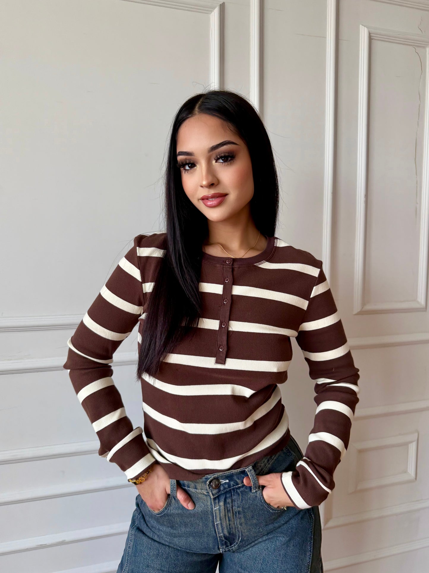 Chocolate Kai knit top