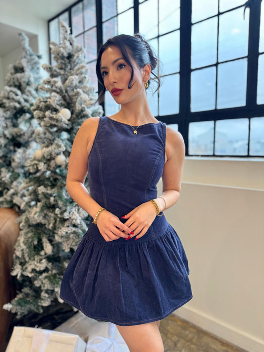 Navy low waist dress