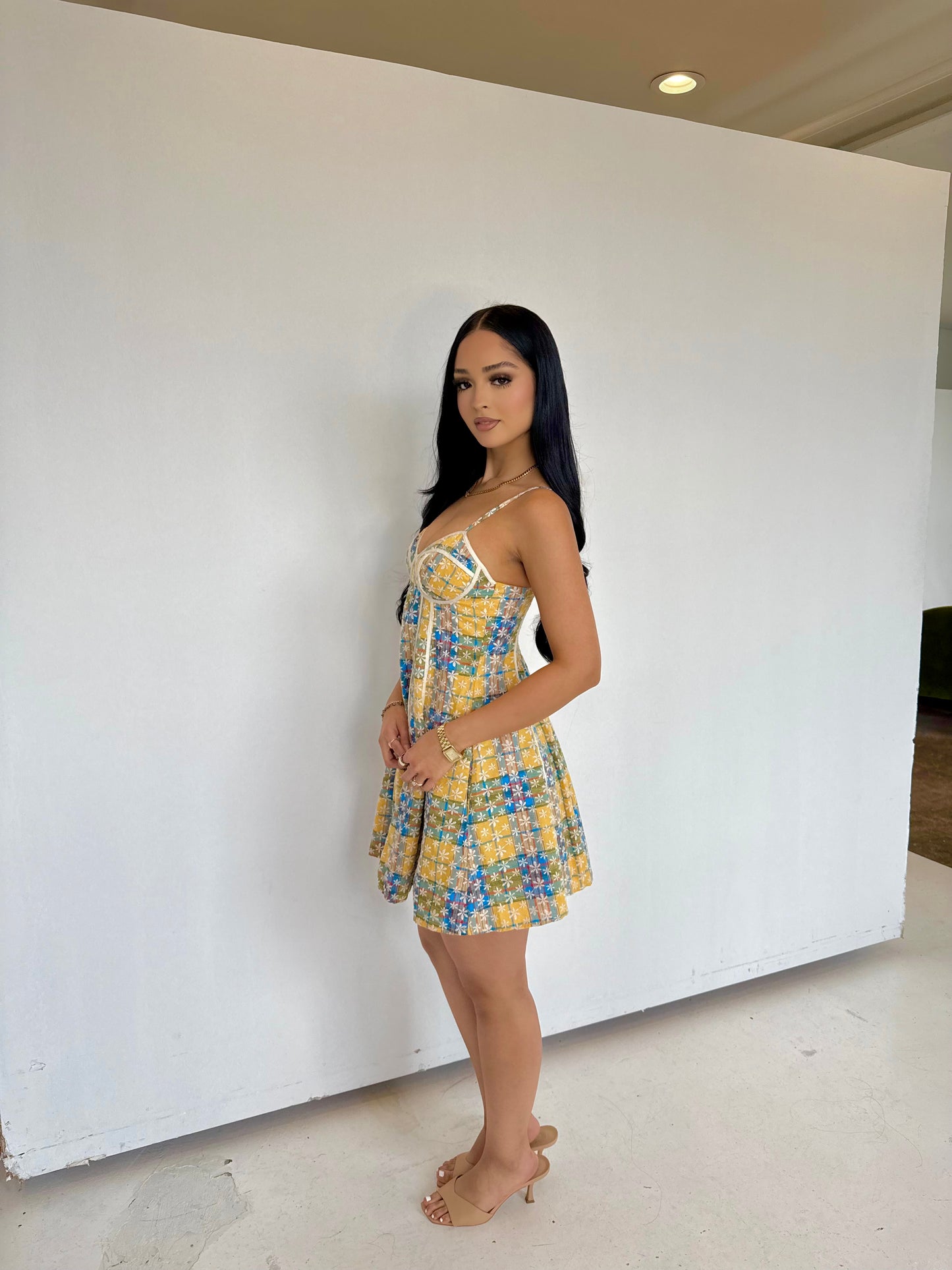 Multi embroidered mini dress