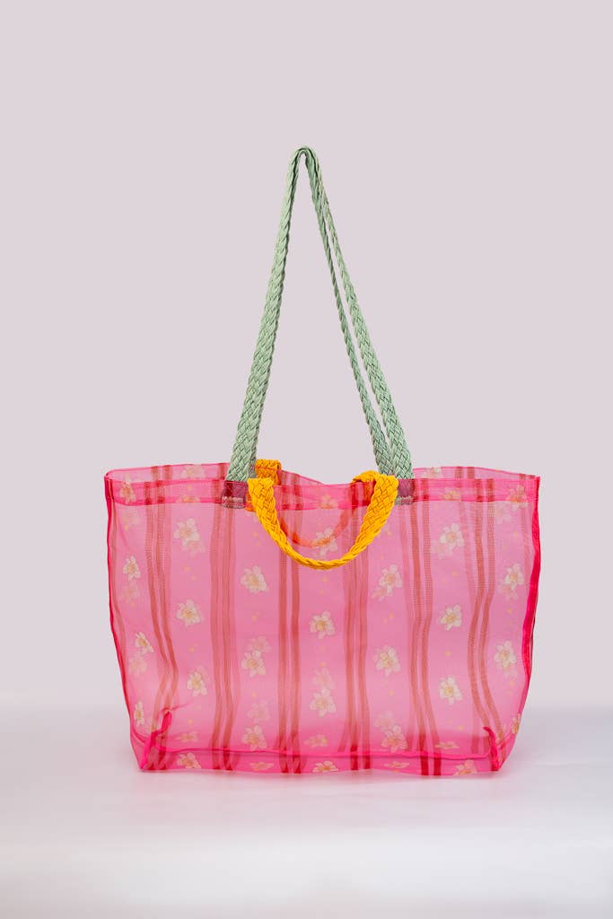 Mesh Market Bag, Floral Stripe