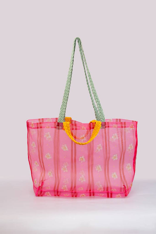 Mesh Market Bag, Floral Stripe