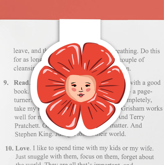 Magnetic Bookmark | Red Flower Girl