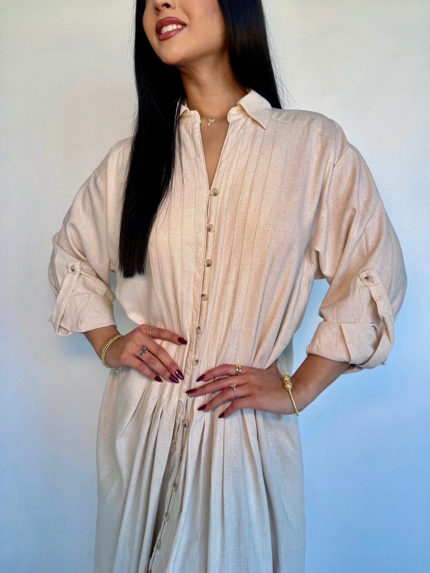 Oatmeal linen dress