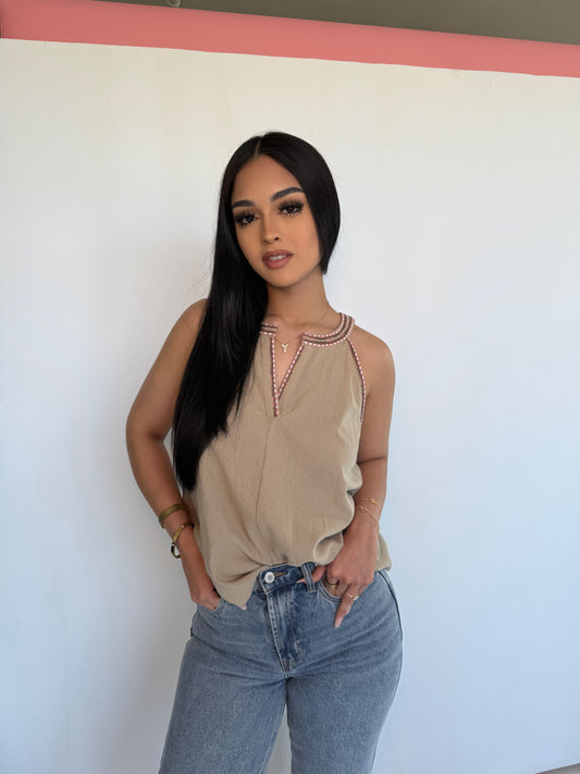 kimayah olive halter top