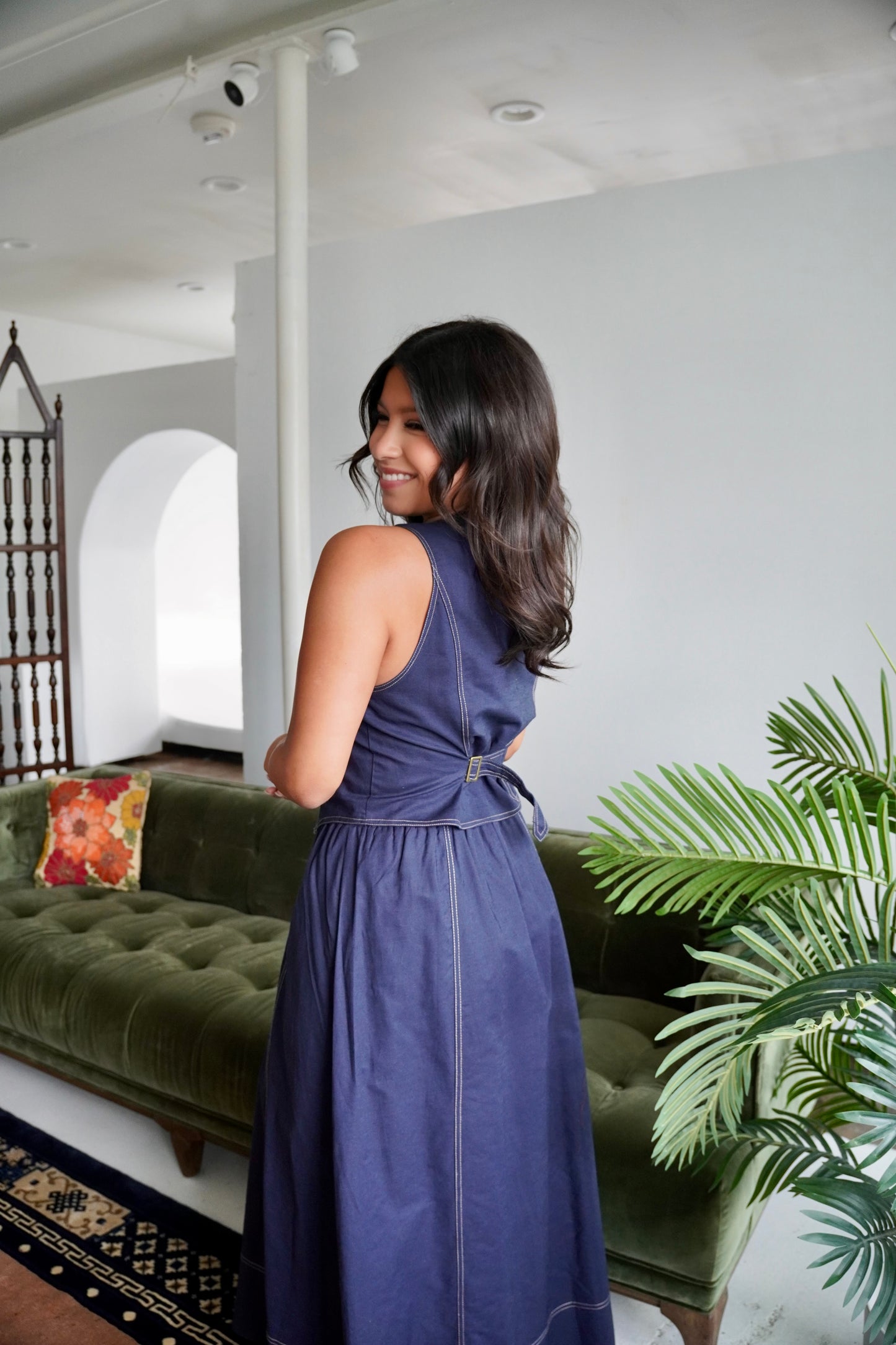 Navy vest maxi dress