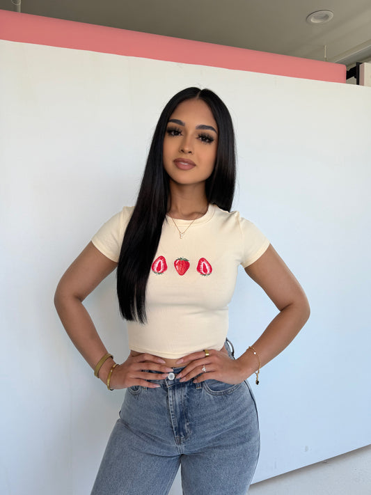 Strawberry custard baby tee