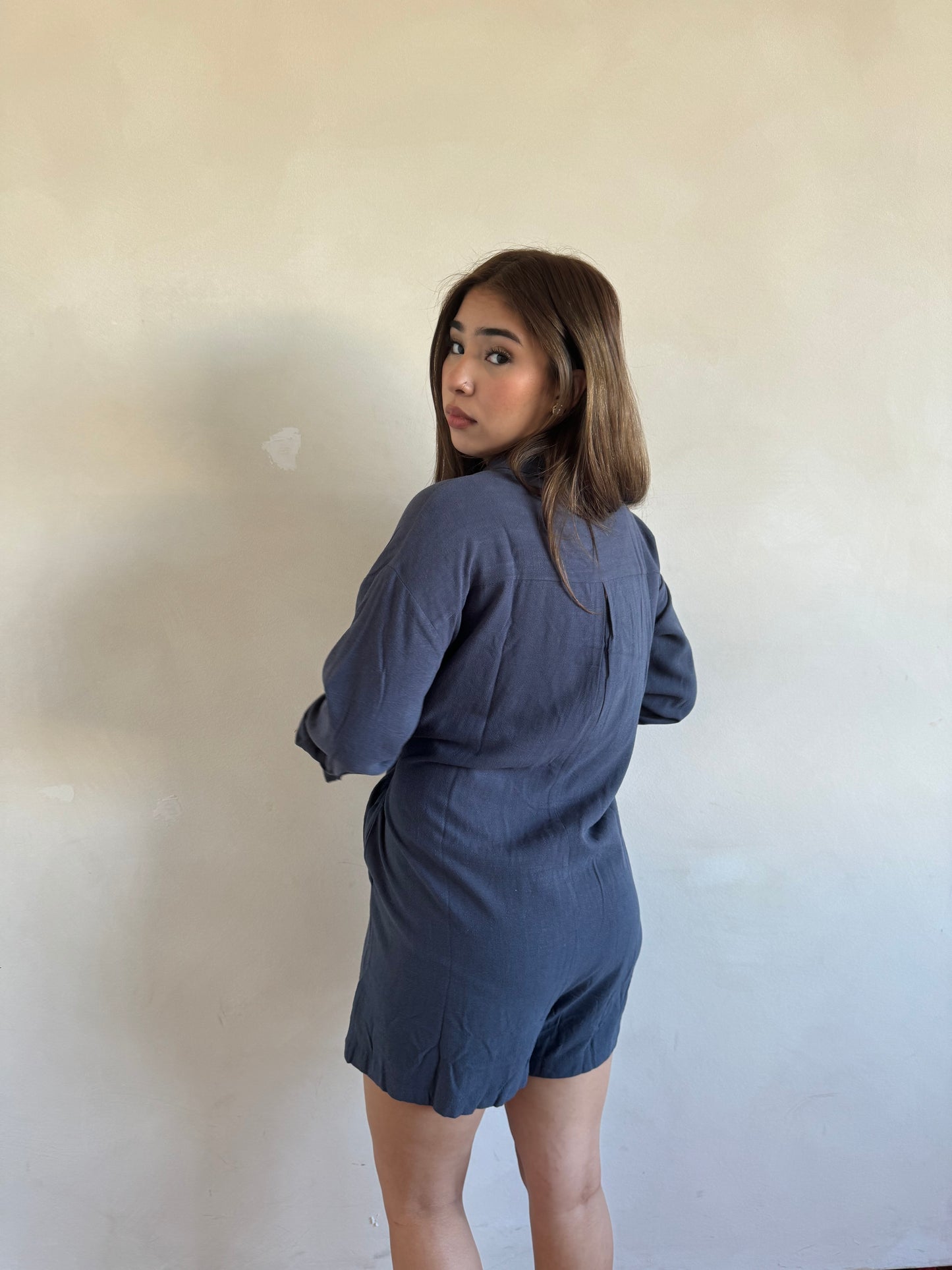 Natalia navy romper