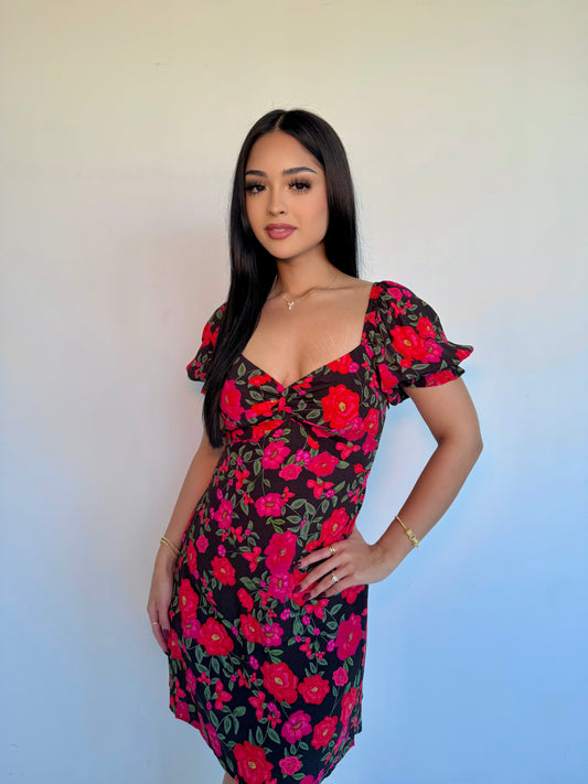 Nightfall camellia mini dress