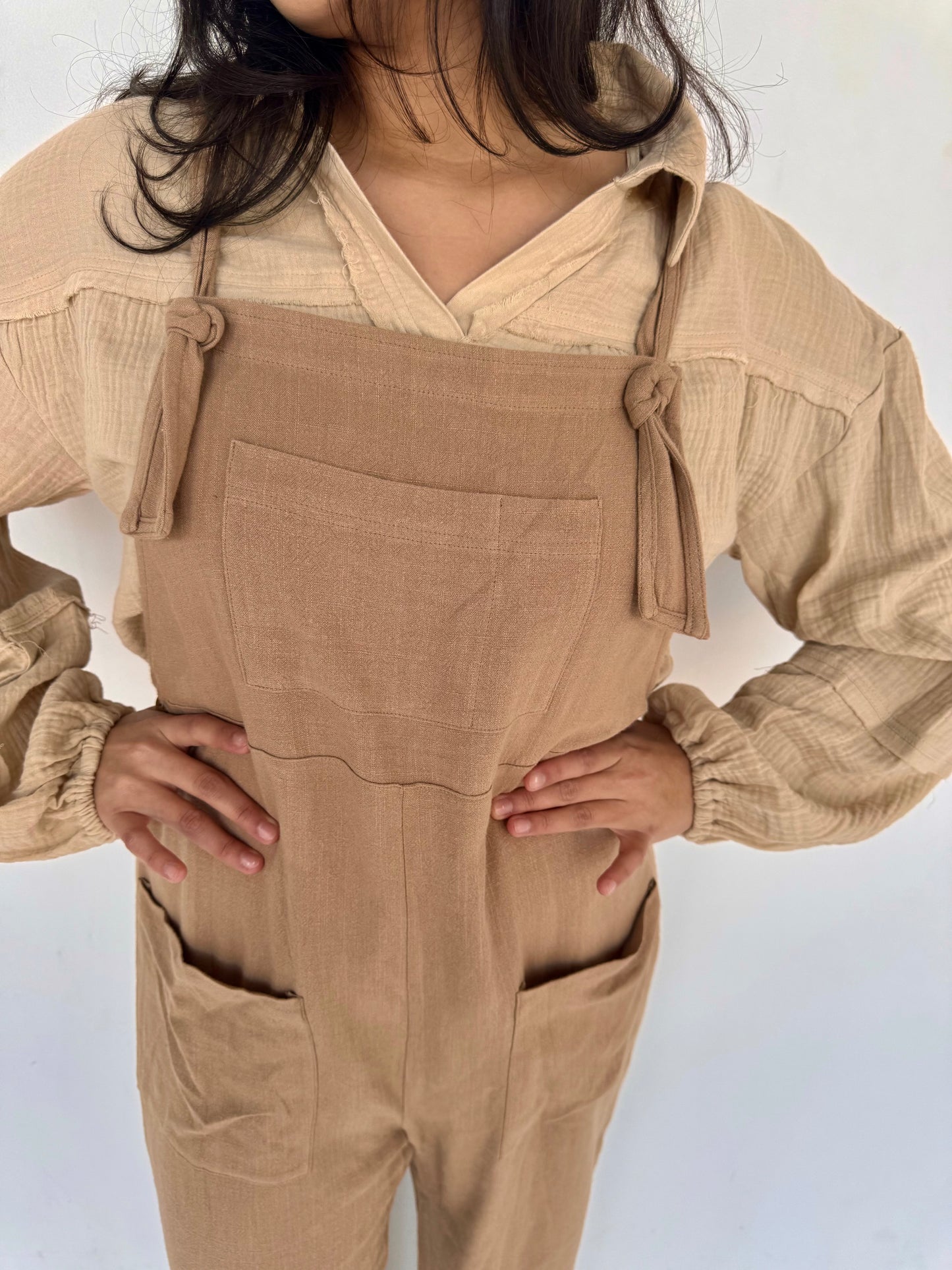 arriana linen mocha overall